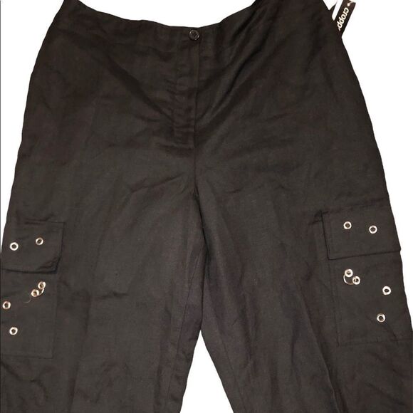 Larry Levine black cropped Linen pants size 10P - Picture 3 of 9